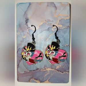 Helluva Boss Earrings Handmade Hypoallergenic Heart Shape Dangle Stolas‎